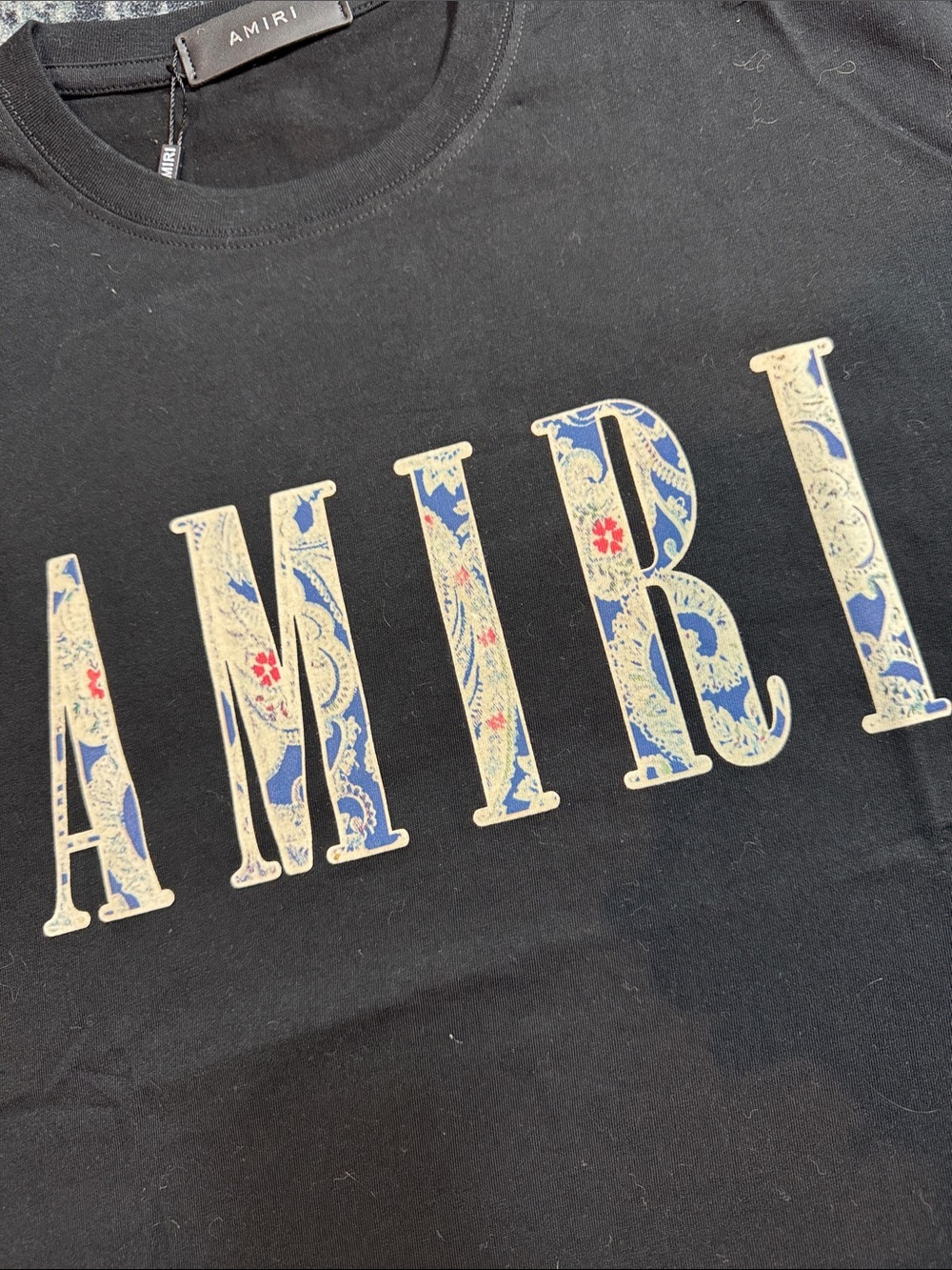 AMIRI Black Tee with Patterned Lettering - Picture 2 of 5